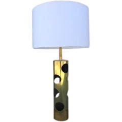 Retro Brass Cylinder Table Lamp after Curtis Jere