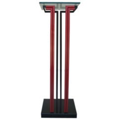 Glass Top Enameled Steel Pedestal after Memphis/Ettore Sottsass