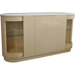 Ivory Laminate Rolling Bar with Lazy Susan Cabinets
