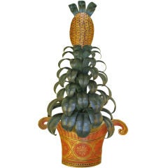 Vintage Pineapple Plant Painted Tole Sconce
