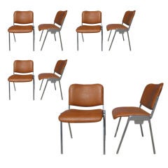 Set of 8 Castelli Aluminum Side Chairs Chairs in Faux Ostrich