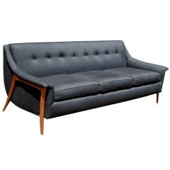 Teak Legged Danish Modern sofa in Charcoal Fabric