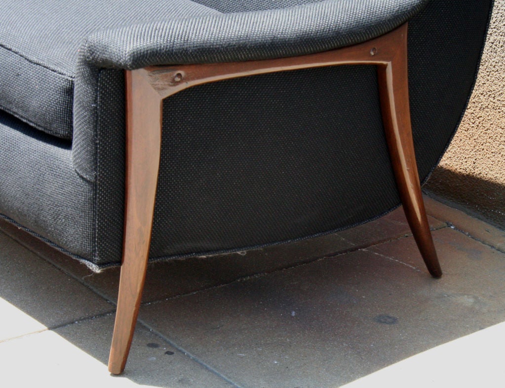 Teak Legged Danish Modern sofa in Charcoal Fabric 4