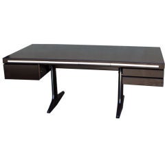 Vintage Ebonized Mahogany French  Executive  Desk  by Ordo