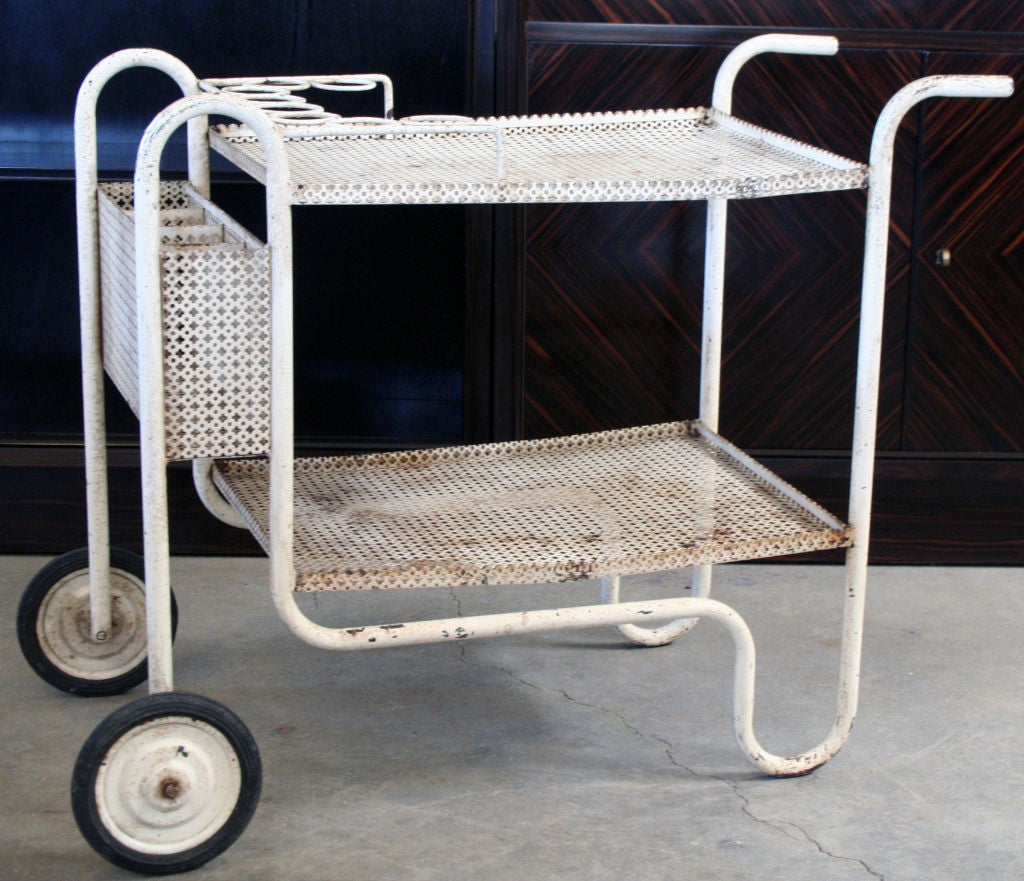 Mathieu Mategot Perforated Metal and Bent Tubing Tea Cart
