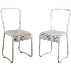 Pair of Mathieu Mategot Perforated Metal and Steel Tube Chairs