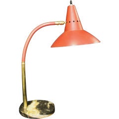 A French Goose Neck Lamp in Brass and Black Marble