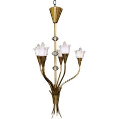 A French Floral Bouquet Brass and Resin Chandelier