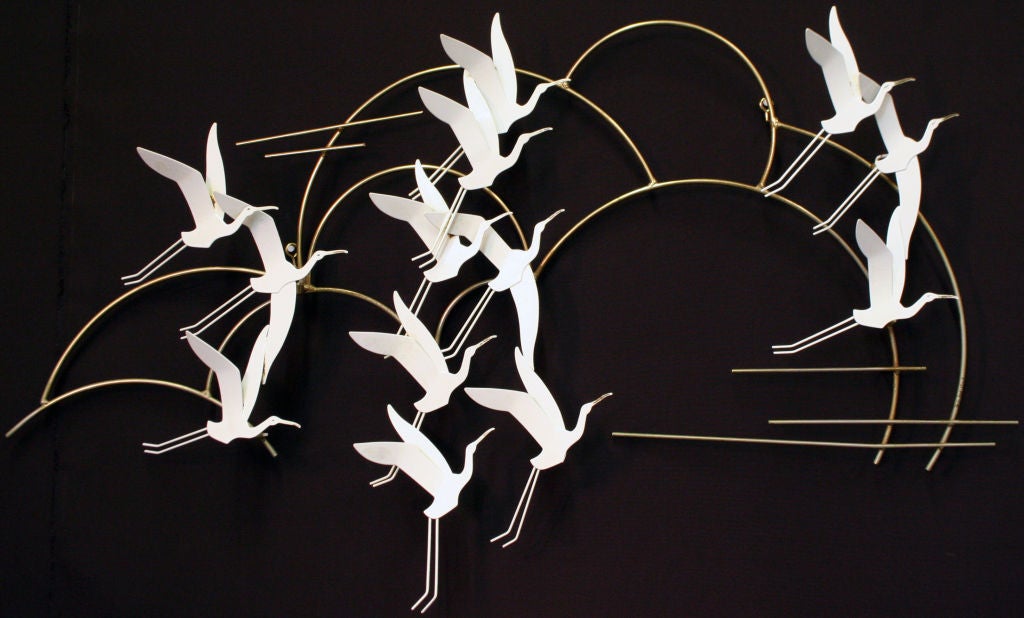 A Flock of American Egrets in Flight by Curtis Jere