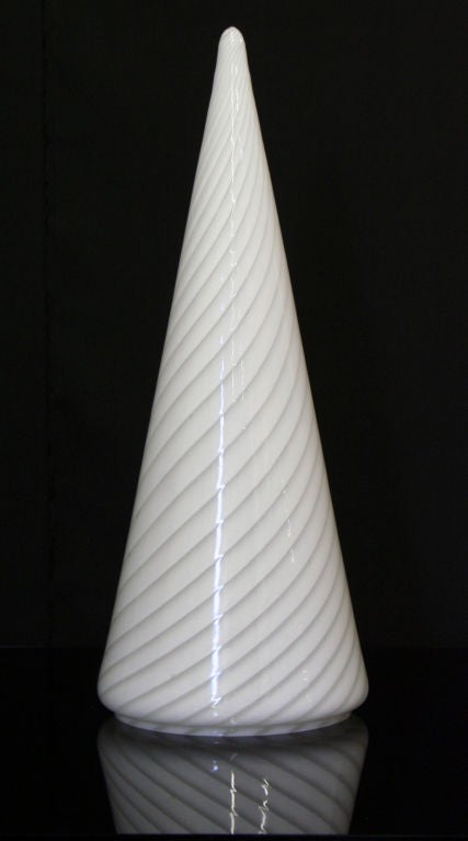 Italian Hand Blown Murano Spiraling Conical Table Lamp