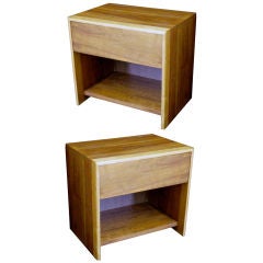 A Pair of Walnut Nightstands with White Oak detailing by Lane