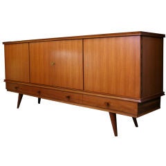 Retro Large French Sideboard in Blond Mahogany with Custom Hardware
