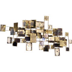 A Bronze Rod and Brass Sheet Wall Sculpture by Curtis Jere