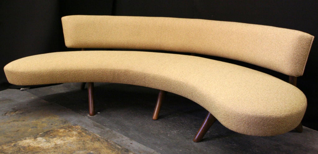 American Floating Curved Sofa on Elegant Carved Base
