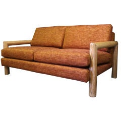 Two  Seat Sofa with Exposed  and Cerused White Oak Frame