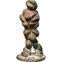 Brutal Amorphous Bronze Humanoid Statuette Signed VW 1975