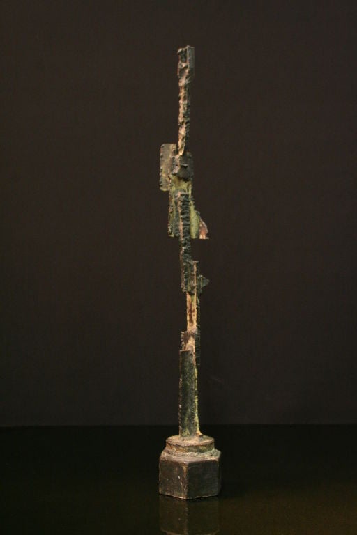 Brutal Sculpture in Steel and Bronze in the Manner of Paul Evans