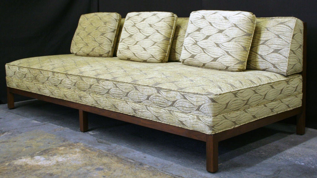 A Large Walnut Framed  Sofa by Michael Taylor for Baker