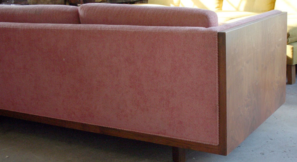 Massive Four Seat Walnut Sided Sofa by Milo Baughman 1