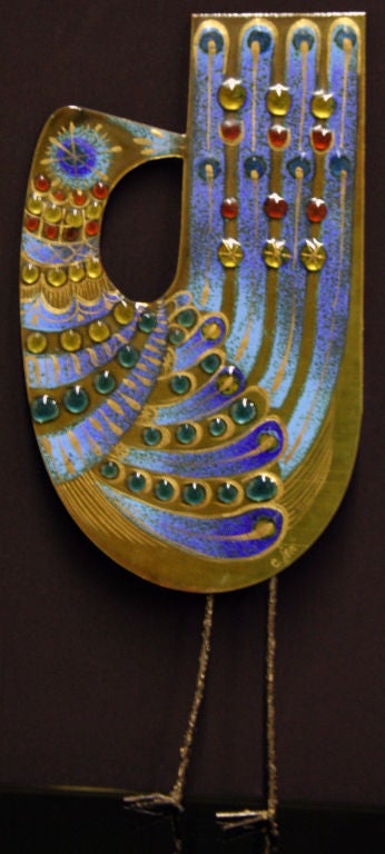 Ornate Glass Detailed and Enamel Partridge by Curtis Jere