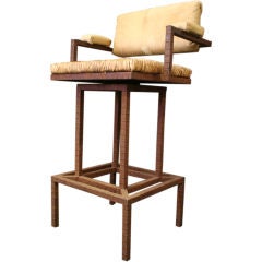 A Pair of Handmade Iron and Pony Skin Barstool/ Directors Chair