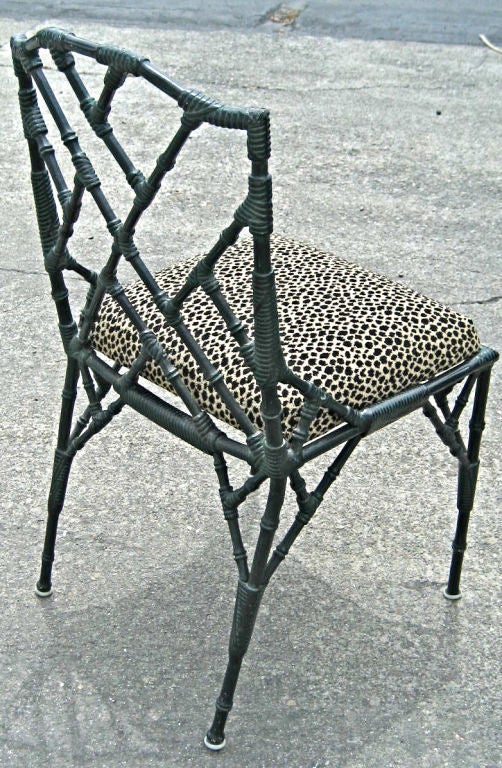 American Set of Four Cast Aluminum Faux Bamboo Dining Chairs