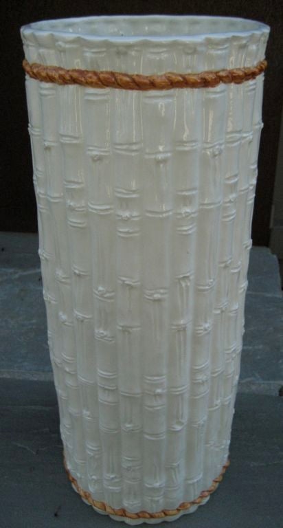 Mid-20th Century Italian Porcelain Faux Bamboo Umbrella Stand
