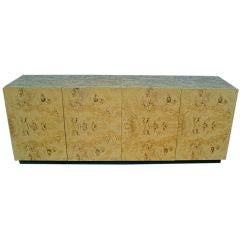 Clean lined Four Door Olive Burl Cabinet