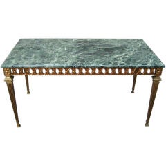 NeoClassical Italian Brass Coffee Table with Marble Top