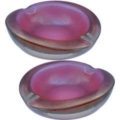 Pair of Murano Iridato Glass Ashtrays by Seguso 6