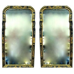 Vintage Pair of Chinoiserie Mirrors with gilt decoration