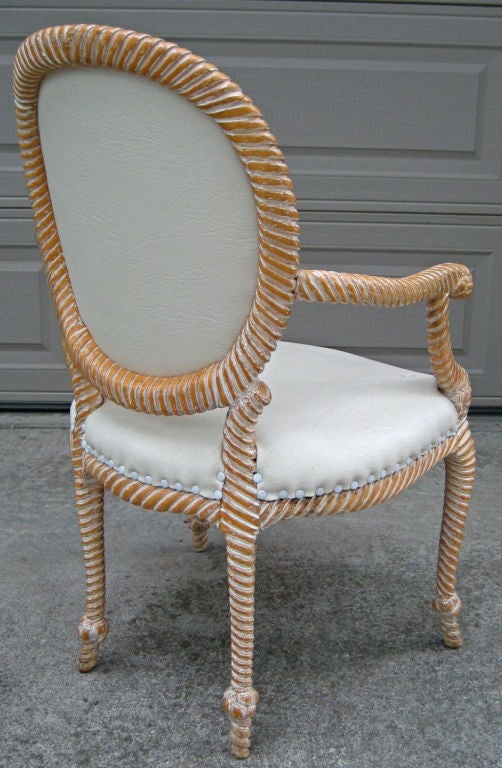 Italian Exceptional set of Four Carved Rope and Tassel Armchairs
