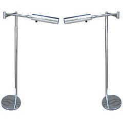 Pair of Telescoping Chrome Floor lamps by Koch & Lowy