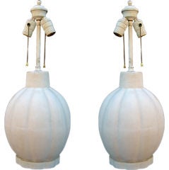 Rare Early Pair of Plaster Melon form lamps by Michael Taylor