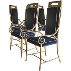 Rare Group of  6 Brass Chairs by Mastercraft.