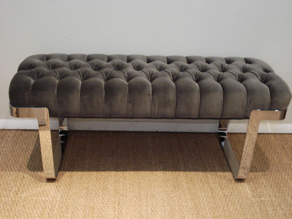Elegant  1970`s Chrome Bench. In Excellent Condition In Miami, FL
