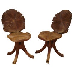 Rare Pair of Carved Wood "Nenuphar" Chairs.