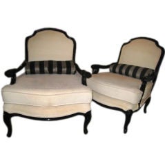 PAIR OF 40's FRENCH BERGERE'S LOUNGE CHAIRS
