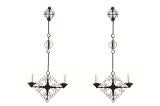A Pair of Wrought Iron and Metal Filigree 2-Light Sconces