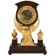 Austrian Walnut and Giltwood  Empire Mantle Clock