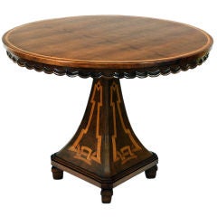 Antique A Milanese Art Deco Walnut and Fruitwood Inlaid Center Table