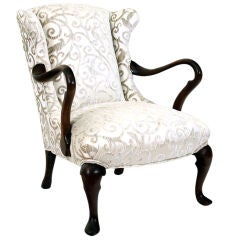 English Mahogany Queen Anne Style Open Armchair 8