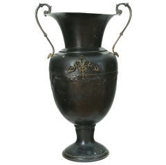 An Italian Late Neoclassical Patinated Brass and Gilt Bronze Urn