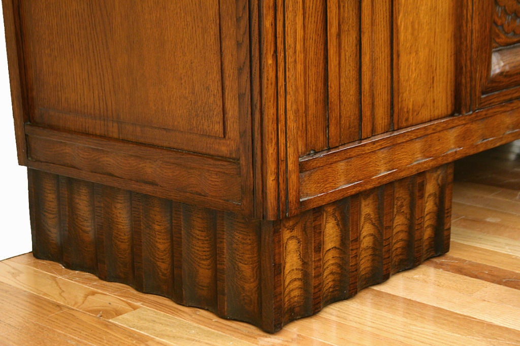 A Pair of Northern European Oak Art Deco Marble Top Credenzas 2