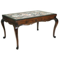 Antique French Louis XV Prov. Walnut Low Table w/ Italian Scagliola Top