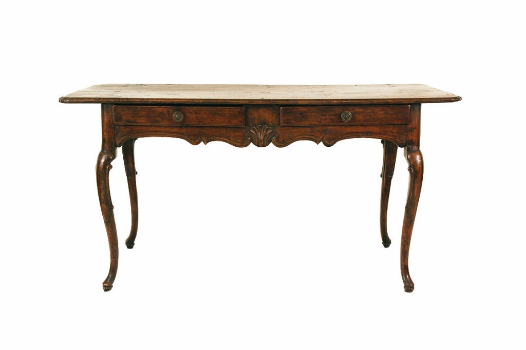An Italian Venitian Rococo Carved Walnut 2-Drawer Writing Table