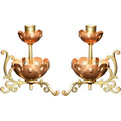 PAIR Copper and Brass Chamber sticks C 1870