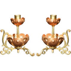 PAIR Copper and Brass Chamber sticks C 1870