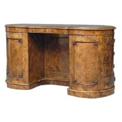 Victorian Walnut Kidney Desk . C 1840