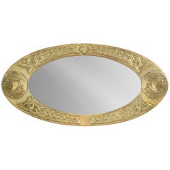 Arts and Crafts Hammered Brass Mirror, Late 19th Century